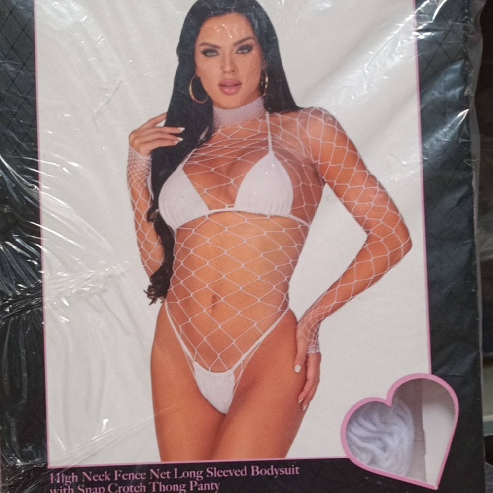 High neck fence net long sleeve body suit